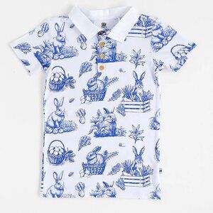 Bums & Roses Hoppy Easter Bunny Boys Polo Shirt 12-18mo